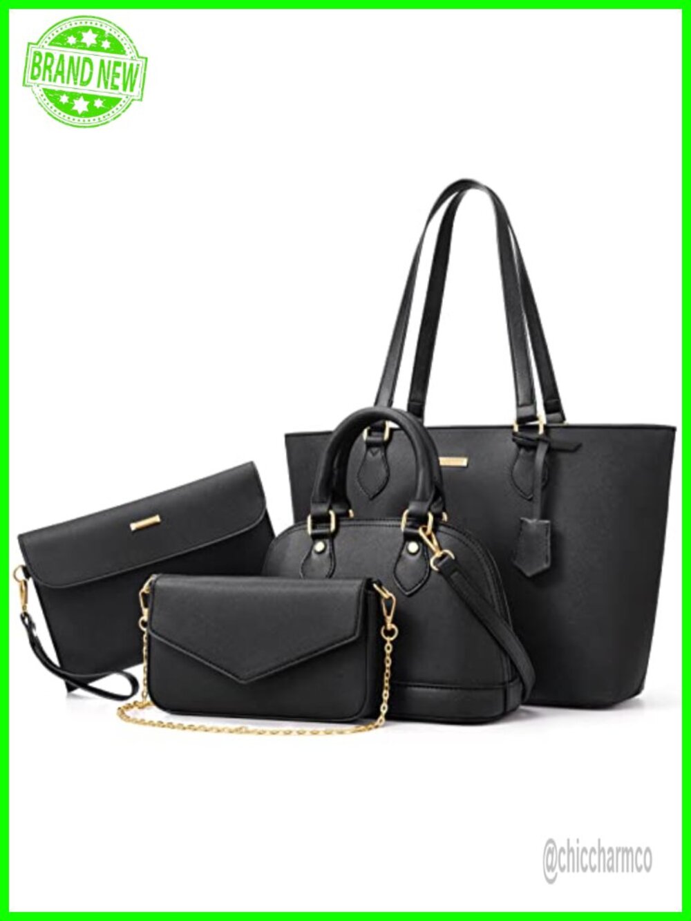 4-Piece Purses Set: Tote Bag, Crossbody Bag, and Wallet